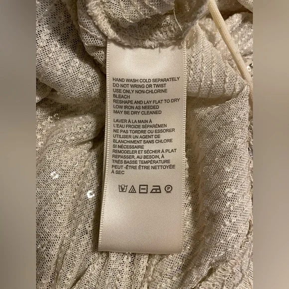 NWOT Free People Silver Sequin Flowy Tie Back Crop Top Size XS - Picture 8 of 9